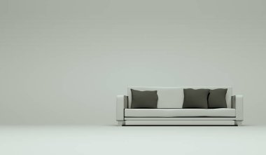 İç tasarım modern parlak oda beyaz kanepe