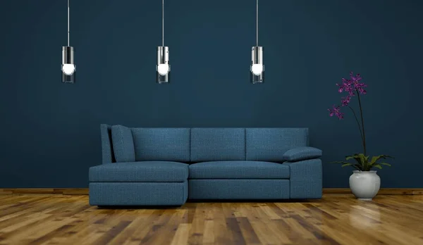 Дизайн інтер'єру сучасна світла кімната з диваном — стокове фото