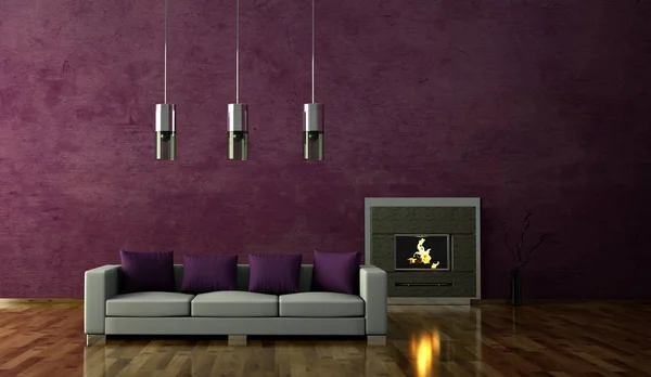 소파와 인테리어 디자인 현대적인 밝은 객실 — 스톡 사진