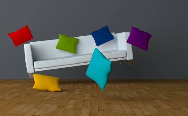 Design intérieur chambre lumineuse moderne avec canapé — Photo