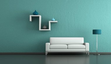 İç tasarım modern parlak oda beyaz kanepe