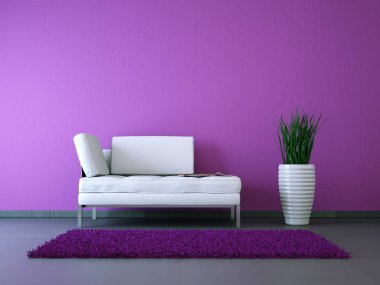 İç tasarım modern parlak oda beyaz kanepe