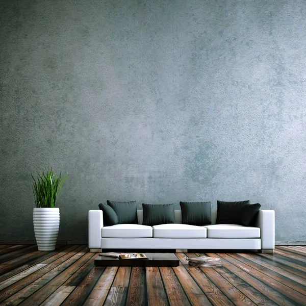 Inredning moderna ljusa rum med vita soffa — Stockfoto