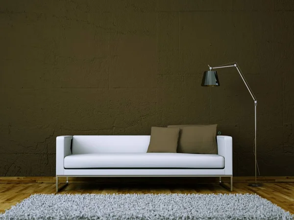 Interieur Design Moderne Lichte Kamer Met Witte Bank Illustratie — Stockfoto