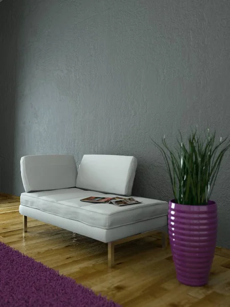 室内设计现代明亮的房间与白色沙发 — 图库照片