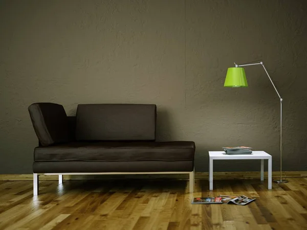 Дизайн інтер'єру сучасна світла кімната з диваном — стокове фото