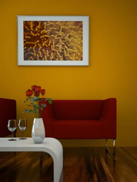 室内设计现代明亮的房间与扶手椅 — 图库照片