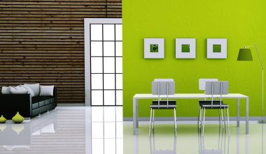 İç tasarım modern parlak oda beyaz kanepe