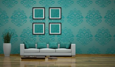 İç tasarım modern parlak oda kanepe