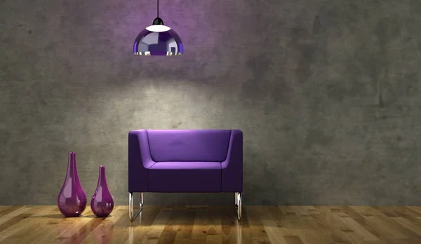 Projektowanie wnętrz nowoczesne jasny pokój z fotelem — Zdjęcie stockowe