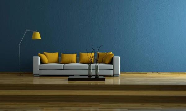 İç tasarım modern parlak oda beyaz kanepe — Stok fotoğraf