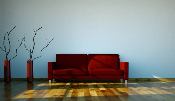 Habitación luminosa moderna de diseño interior con sofá —  Fotos de Stock