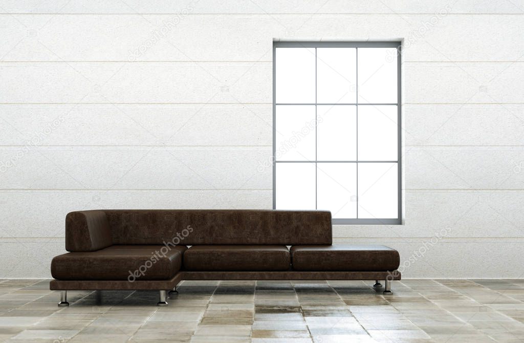 Interior design modern bright room with sofa