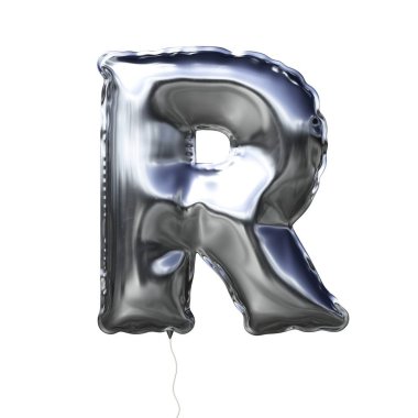 Beyaz arka plan üzerinde izole gümüş şişme balon yapılan Harf R