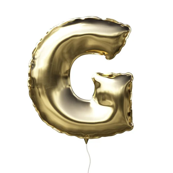 Γράμμα G κατασκευασμένα από χρυσό Φουσκωτά μπαλόνια που απομονώνονται σε λευκό φόντο — Φωτογραφία Αρχείου
