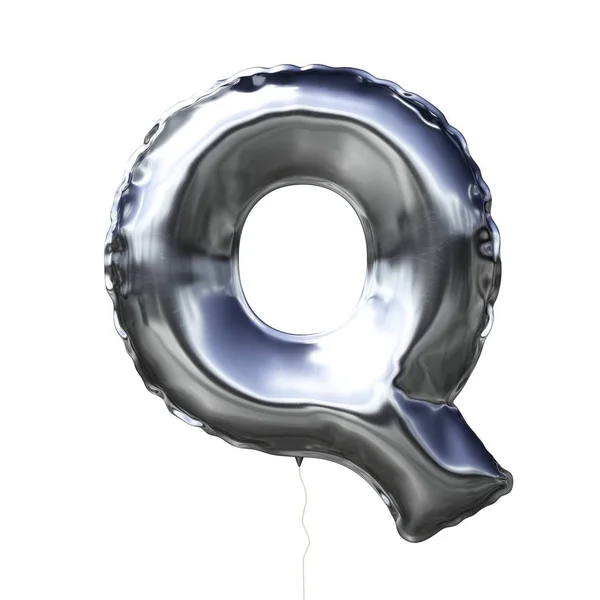 Γράμμα Q κατασκευασμένα από ασήμι Φουσκωτά μπαλόνια που απομονώνονται σε λευκό φόντο — Φωτογραφία Αρχείου