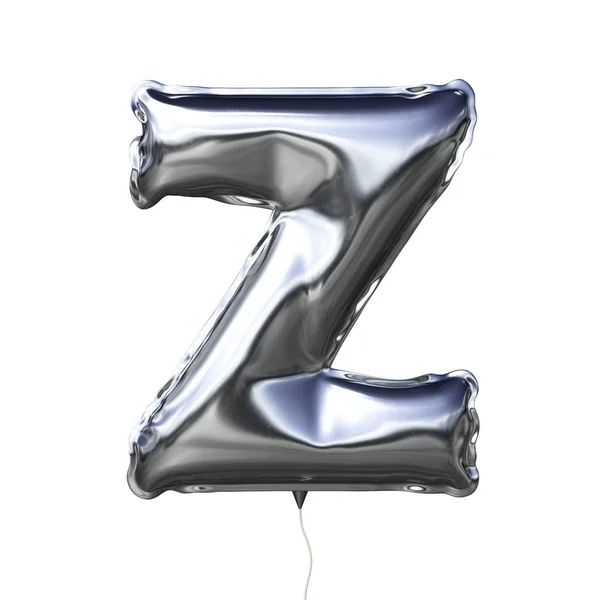 Лист Z зі срібної надувної повітряної кулі ізольовано на білому тлі — стокове фото