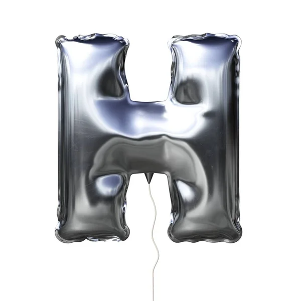 Carta H feita de balão inflável de prata isolado no fundo branco — Fotografia de Stock