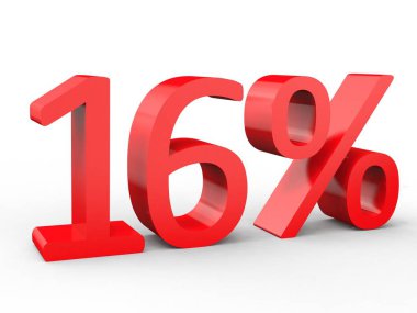 yüzde 16 oranında indirim. Kırmızı 3d olusan izole beyaz arka plan