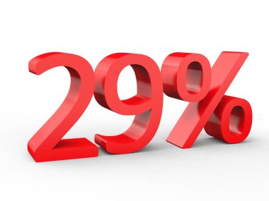 yüzde 29 indirim. Kırmızı 3d olusan izole beyaz arka plan