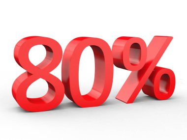 Kırmızı 3d sayıları yüzde indirim izole beyaz arka plan 3d çizim