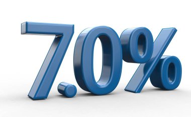 7,0 yüzde indirim. izole beyaz zemin üzerine mavi 3d numaraları