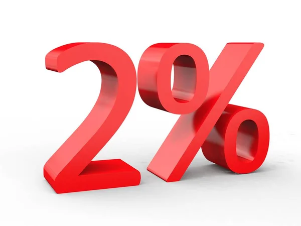 2 percent discount. Red 3d numbers on isolated white background — Stock Photo, Image