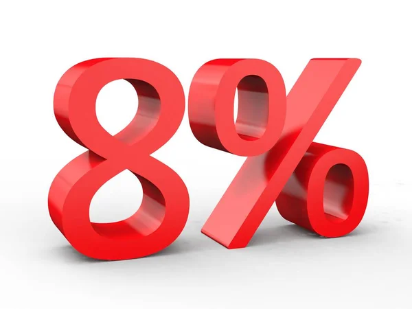 8 por cento de desconto. Números 3d vermelho no fundo branco isolado — Fotografia de Stock