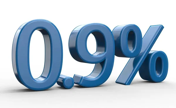 0,9% de desconto. azul números 3d no fundo branco isolado — Fotografia de Stock