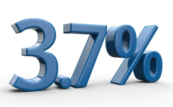 3,7% de descuento. números azules 3d sobre fondo blanco aislado —  Fotos de Stock