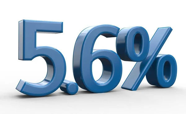5,6 pour cent de réduction. numéros 3d bleus sur fond blanc isolé — Photo