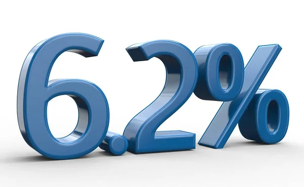 6,2% de desconto. azul números 3d no fundo branco isolado — Fotografia de Stock