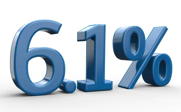 6,1% de descuento. números azules 3d sobre fondo blanco aislado —  Fotos de Stock