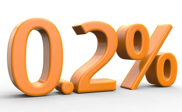 0,2 procent rabatt. Orange 3d nummer på isolerade vit bakgrund — Stockfoto
