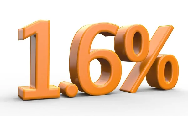1,6 % sleva. oranžová 3d čísla na izolované bílé pozadí — Stock fotografie