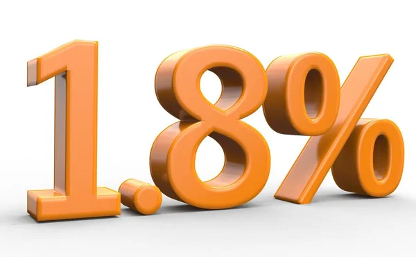 1,8 por ciento de descuento. números de naranja 3d sobre fondo blanco aislado —  Fotos de Stock