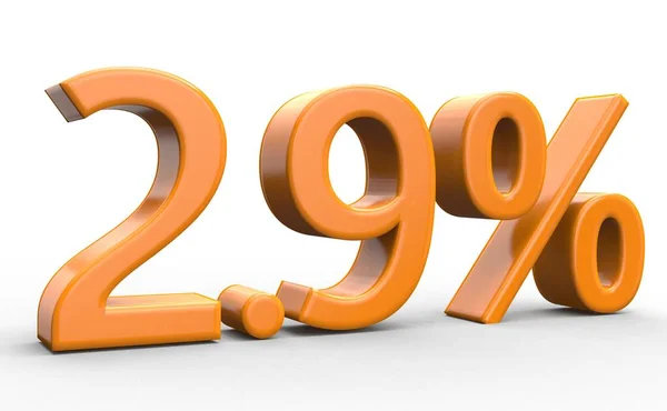 2,9% скидка. оранжевые 3d номера на изолированном белом фоне — стоковое фото