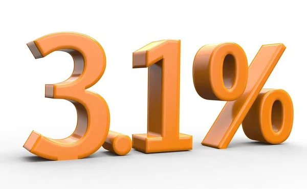 Sconto del 3,1%. numeri arancio 3d su sfondo bianco isolato — Foto Stock