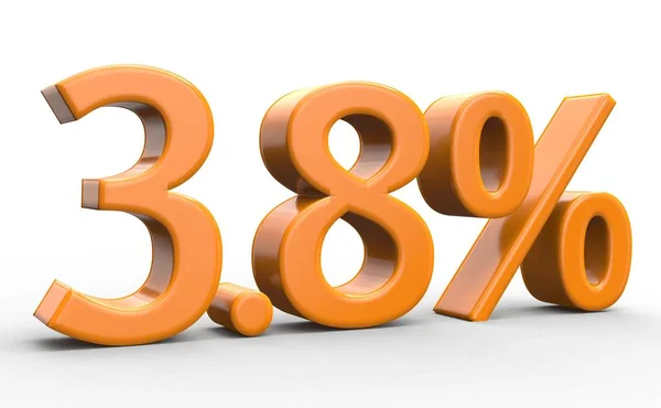 3,8% rabatem. pomarańczowy 3d numery na na białym tle białe tło — Zdjęcie stockowe