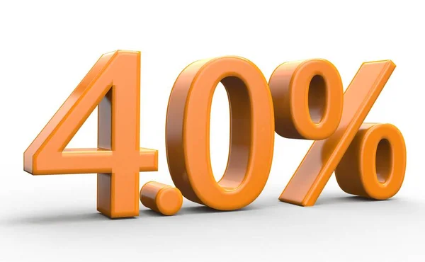 4,0 % sleva. oranžová 3d čísla na izolované bílé pozadí — Stock fotografie