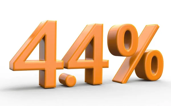 44% 的折扣。独立白色背景上的橙色3d 数字 — 图库照片