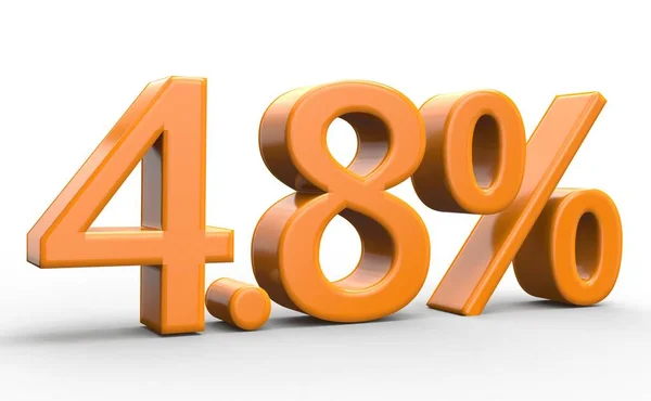 4, 8% を割引します。オレンジ色分離の 3 d 数字ホワイト バック グラウンド — ストック写真