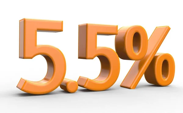 5,5 % sleva. oranžová 3d čísla na izolované bílé pozadí — Stock fotografie