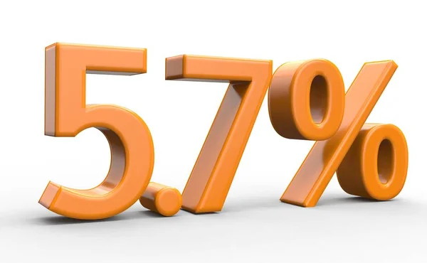 5,7 Prozent Rabatt. Orangefarbene 3D-Zahlen auf isoliertem weißem Hintergrund — Stockfoto