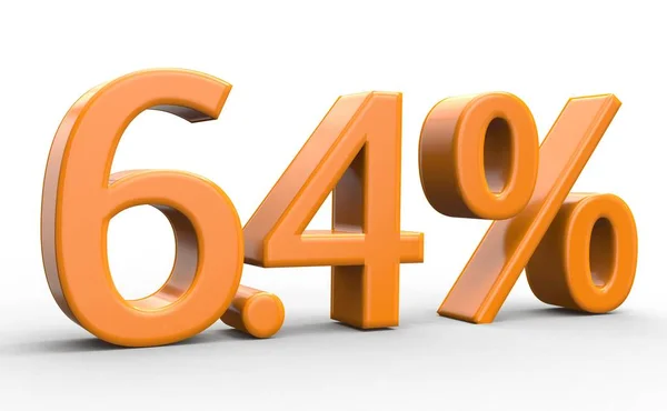 6,4% de desconto. laranja números 3d no fundo branco isolado — Fotografia de Stock