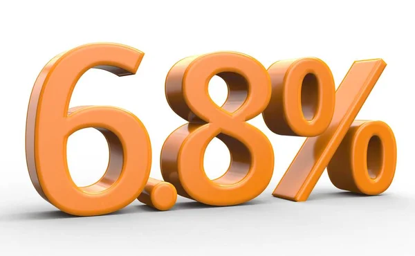 6,8% de desconto. laranja números 3d no fundo branco isolado — Fotografia de Stock