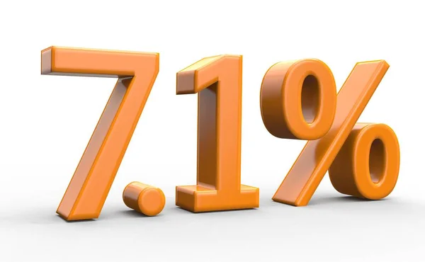 7,1 pour cent de réduction. chiffres 3d orange sur fond blanc isolé — Photo