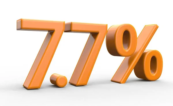 7,7 pour cent de réduction. chiffres 3d orange sur fond blanc isolé — Photo