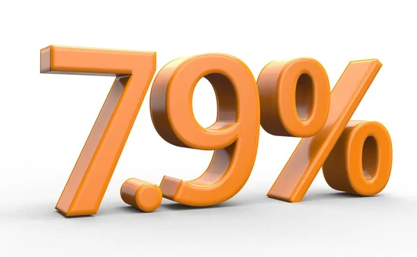 7,9% di sconto. numeri arancio 3d su sfondo bianco isolato — Foto Stock