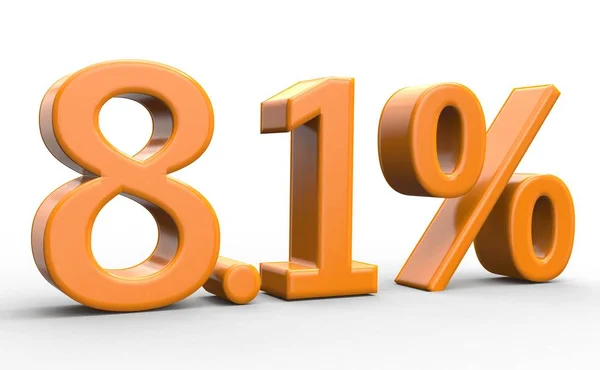 8,1 por cento de desconto. laranja números 3d no fundo branco isolado — Fotografia de Stock